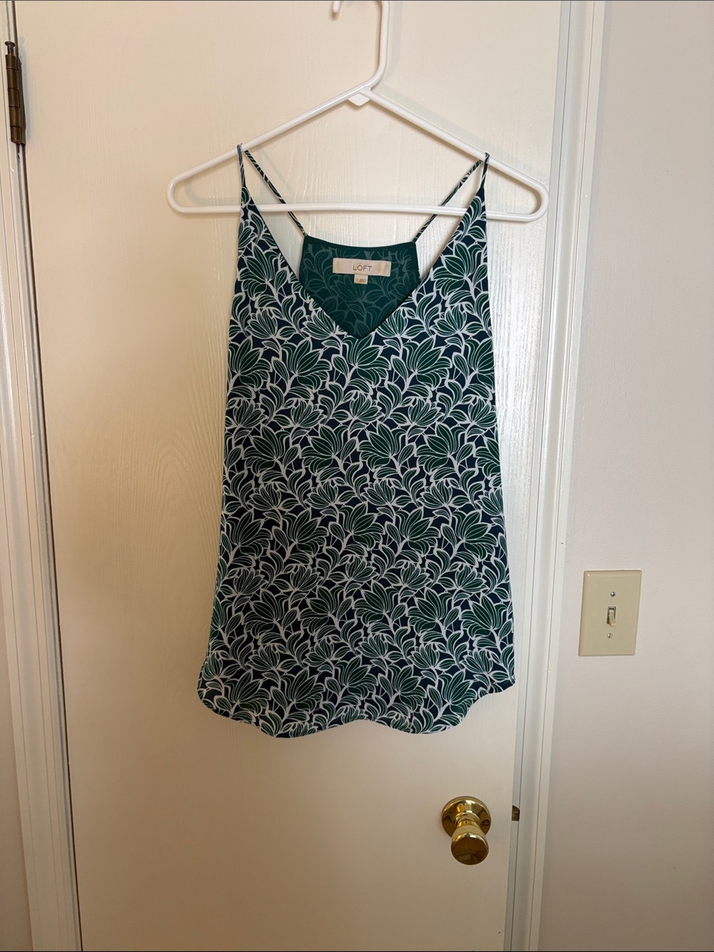 LOFT Teal Green Floral V-Neck Camisole